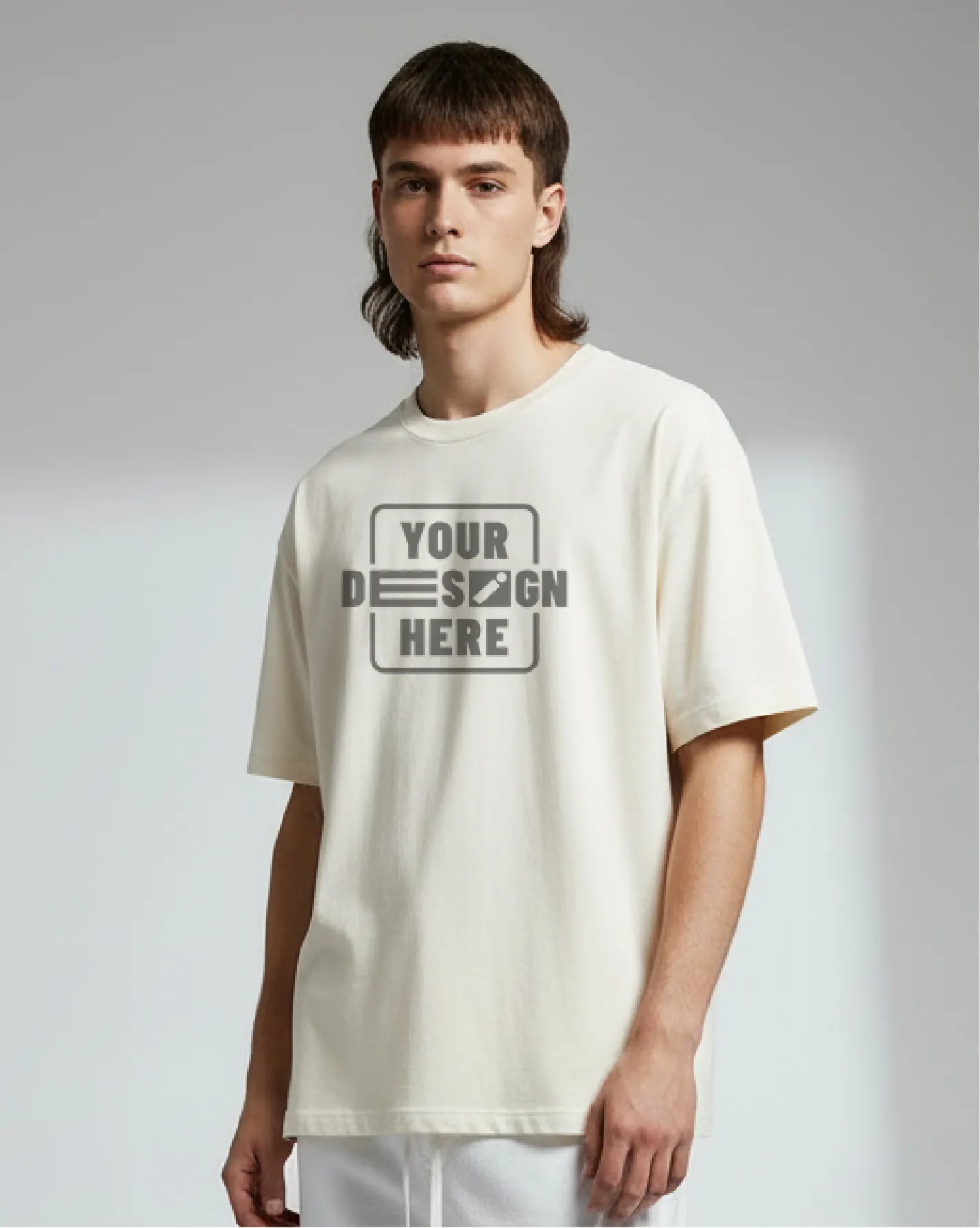 Cotton Affordable Oversized T-Shirt (200 GSM) in ivory